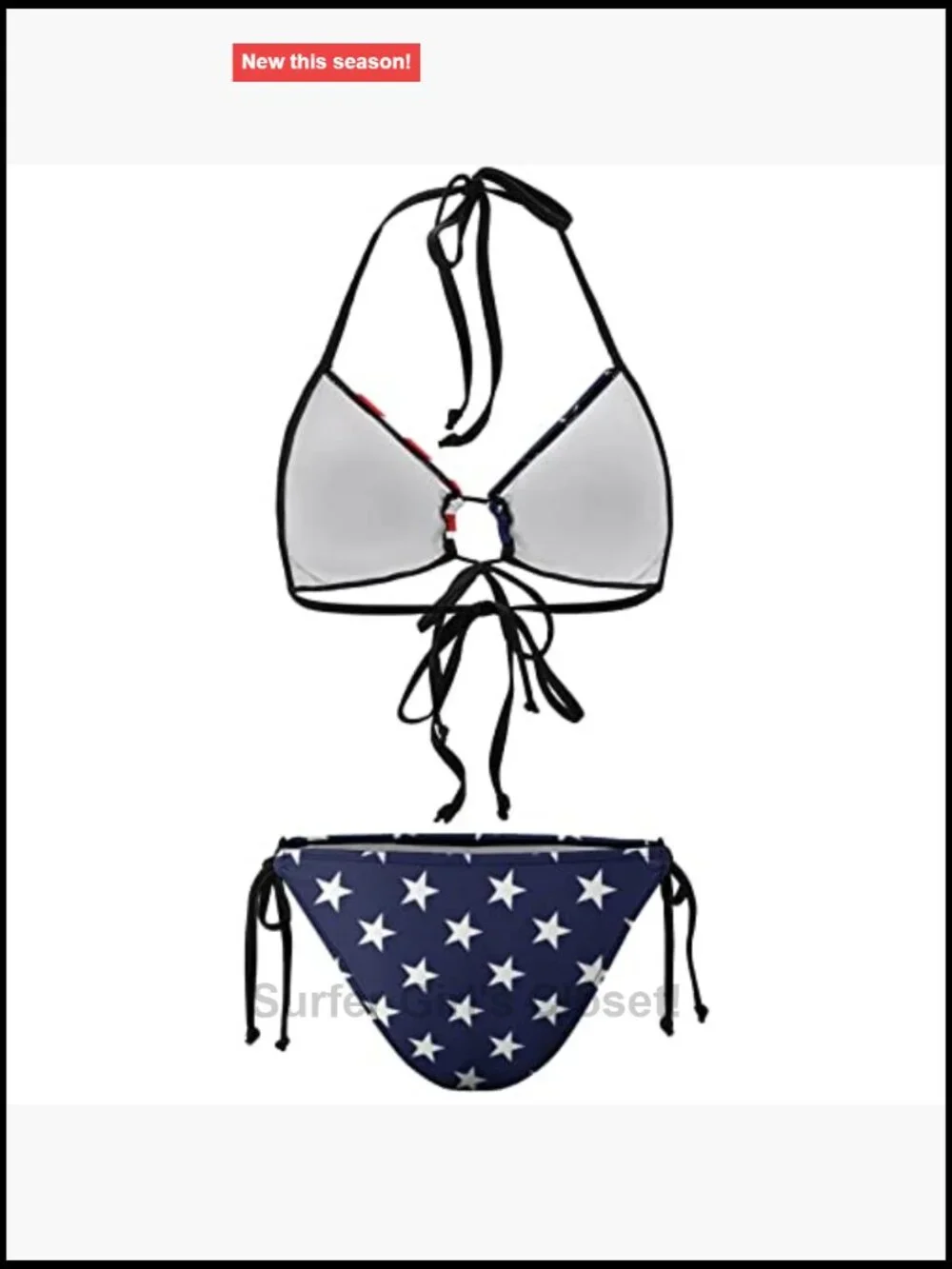 Halter Triangle Bikini Set with Tie Side Bottoms, High Quality Stretchy Fabric,
